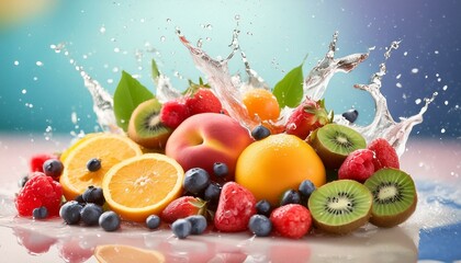 fresh fruits in the water splash