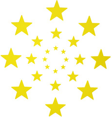 Obraz premium creative abstract yellow stars as of the flag of europe, simplified, isolated 3d-illustration