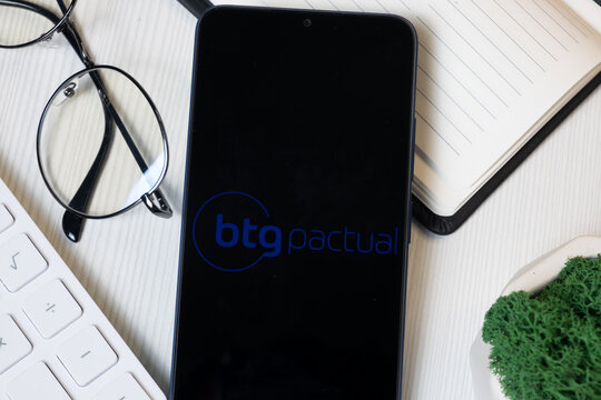 New York, USA - 11 June 2024: BTG Pactual Logo on Phone Screen, Company Icon