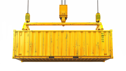 Cargo container with hook isolated on transparent background.