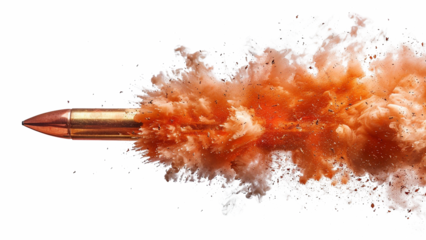 Bullet trail with fire and smoke, transparent background.
