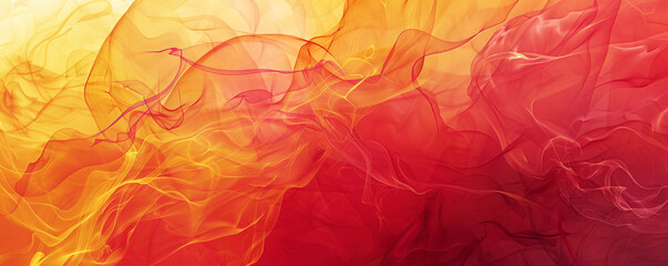 Abstract contemporary background with fluid, organic shapes in vibrant reds and yellows. The design features layered textures and subtle gradients, giving it a dynamic and energetic feel