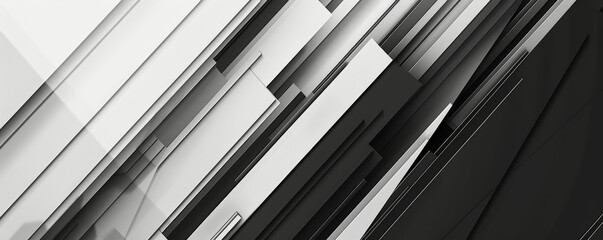 Abstract modern background with a monochromatic palette of black, white, and grey. The design features bold lines and sharp angles, creating a striking and minimalist appearance