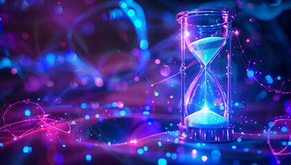 Mysterious hourglass, dark background.神秘的な砂時計、暗い背景。Generative AI	