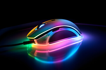 neon light computer mouse gaming mouse, gaming mouse product photo neon style
