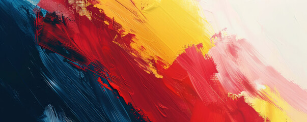 Design art background featuring a vibrant abstract composition with bold brushstrokes in reds, yellows, and blues, creating a dynamic and energetic atmosphere