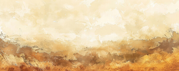 Design art background with an impressionist style, dabs of paint in warm earth tones creating a landscape scene with depth and texture