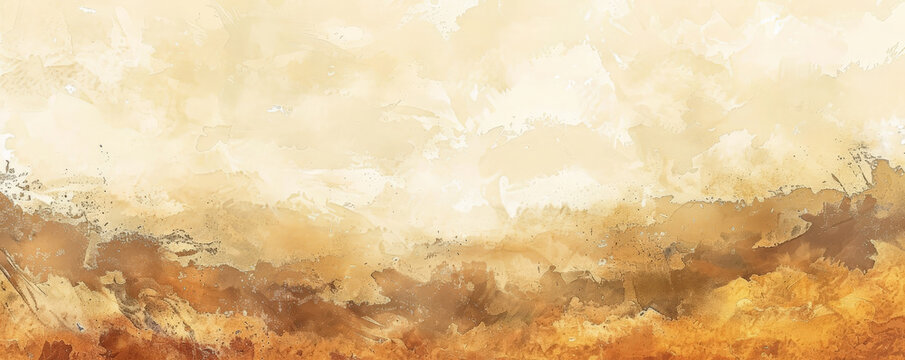 Design art background with an impressionist style, dabs of paint in warm earth tones creating a landscape scene with depth and texture