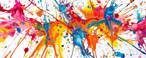 Energetic Splashes: Vibrant and dynamic splashes of bright colors on a white background, creating a lively and energetic feel.