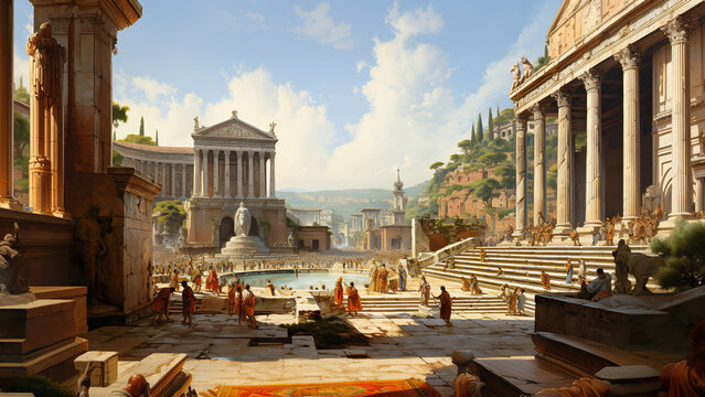 Rome Piscina Painting - ancient, roman, rome, architecture, building, landmark, italy, city, monument, europe, travel, old, church, town, sky, square