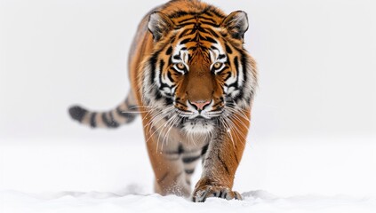 Fototapeta premium Siberian Tiger Walking on Snow