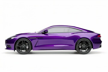 Purple car isolated on white background, side view