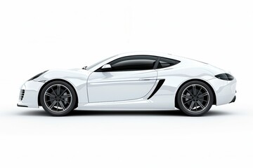 Fototapeta premium White car isolated on white background, side view