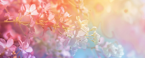 Pride LGBT background with a soft pastel rainbow gradient and delicate floral accents, creating a gentle and peaceful scene