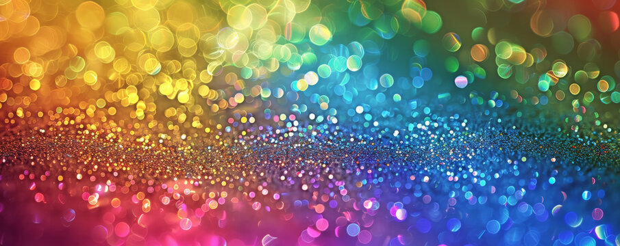 Pride LGBT background with a sparkling rainbow glitter texture, adding a festive and glamorous feel