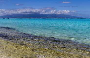 Blue Ocean Water Off Moorea French Polynesia Inside Coral Reef