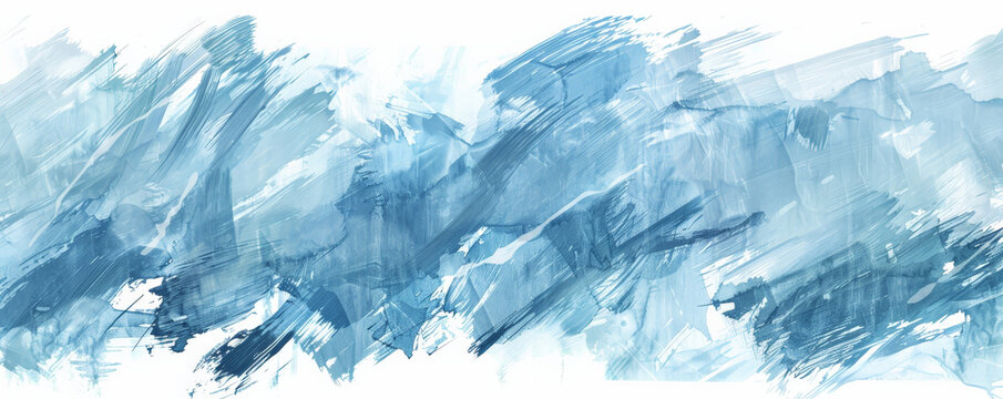 Soft Blues: Gentle blue brush strokes on a white background, creating a calming and serene feel.
