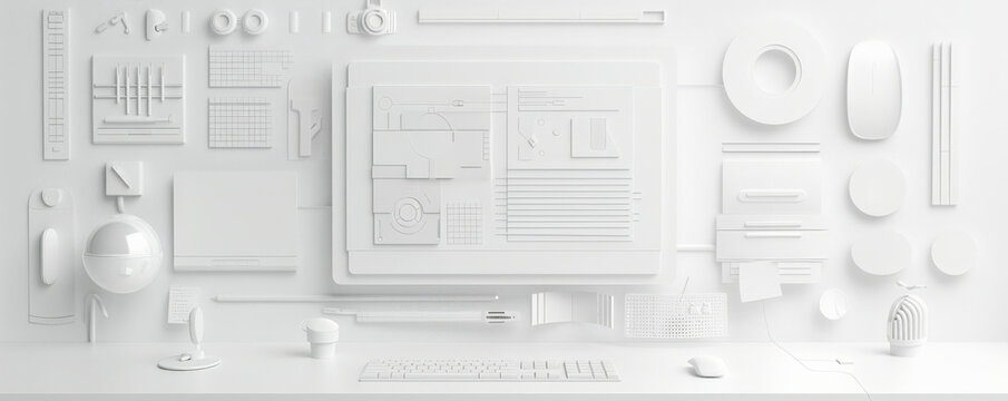 White Digital Interface: A sleek white digital interface with minimalist icons and elements, perfect for a tech-savvy look.