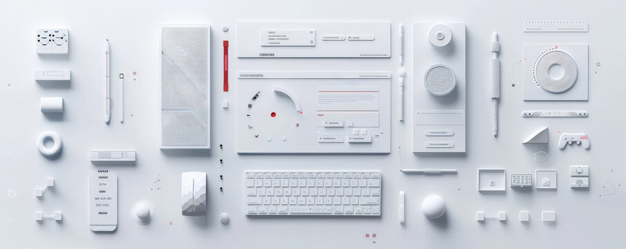 White Digital Interface: A sleek white digital interface with minimalist icons and elements, perfect for a tech-savvy look.