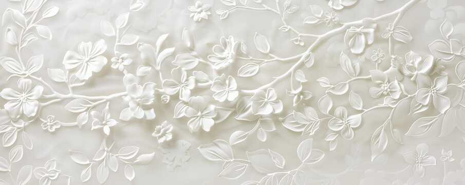 White Floral Wallpaper: Subtle white floral patterns on a white background, adding a delicate and elegant touch.