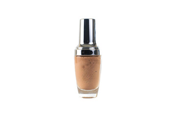 Glass bottle containing a pink liquid that is a cosmetic for skin care. Glass bottle for mock-up.