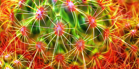 Desert Cactus: Close-Up Texture of Spiky Desert Cactus, Showcasing Intricate Patterns and Succulent Texture