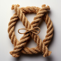 Sign, symbol, letter out of jute rustic rope, type, rope, alphabet, text, lettering, typography, 3D style