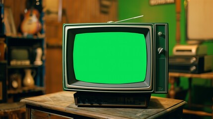 retro tv with green screen