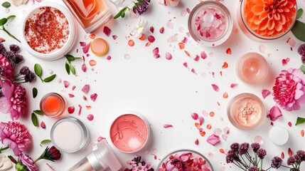 Cosmetics on white background