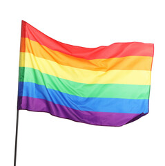 Bright rainbow LGBT flag isolated on white
