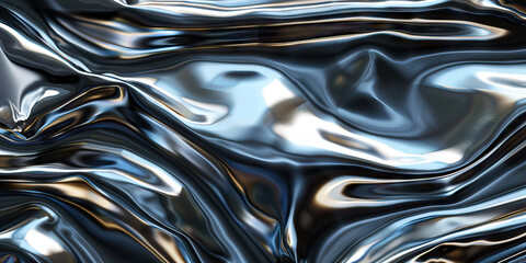 Obraz premium Metallic Reflections: Close-Up Texture of Polished Metal Surface, highlighting Reflective Properties and Industrial Aesthetics.
