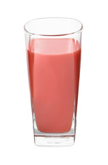 Fresh tomato juice in glass isolated on white