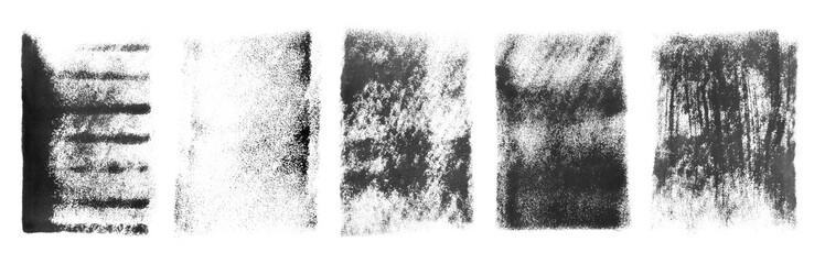 Obraz premium Abstract black ink paintings isolated on white, set