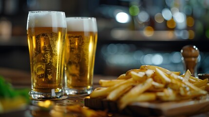 ビールとフライドポテト