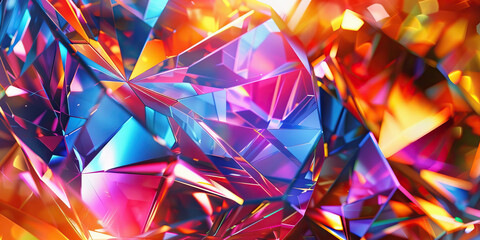 Obraz premium Sparkling Gemstone: Close-Up Texture of Faceted Gem, Capturing Light Reflections and Color Variations.