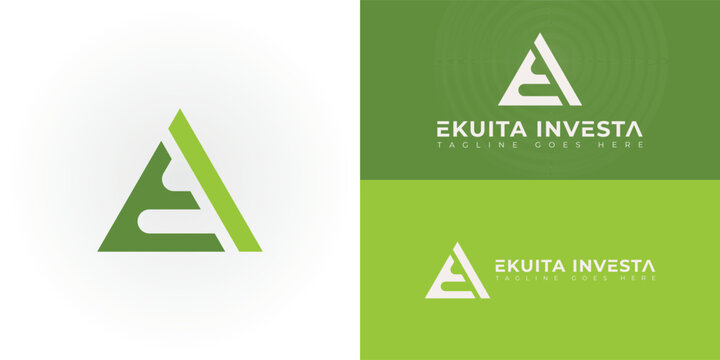 Abstract initial triangle letters EI or IE logo in green color isolated on multiple background colors. The logo is suitable for real estate investment company logo vector design illustration