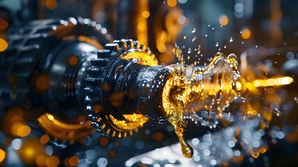 Lubricate motor oil and Gears. Oil wave splashing in Car engine with lubricant oil. Concept of Lubricate motor oil and Gears. 