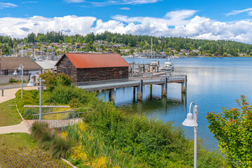 Gig Harbor landscape and boats Washington state.