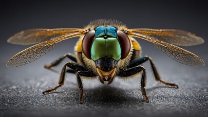 Dragonfly macro close-up on green leaf, vibrant wings, nature wildlife
