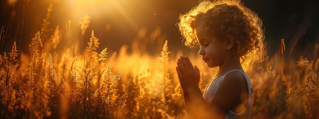 Obraz premium Silent devotion, act of prayer as a profound spiritual practice, fostering deep connection with the divine and offering solace, guidance, strength in moments of need and reflection.