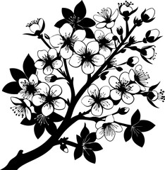 Cherry blossoms amazing silhouette design free vector on a white background  