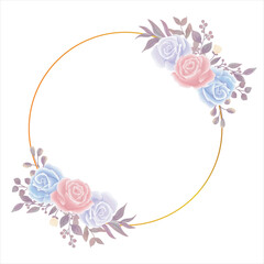 Vector Rose Flower Watercolor Frame Border