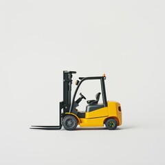 Naklejka premium A forklift lifting a pallet set against a stark white canvas