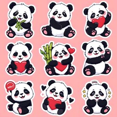 Naklejka premium Playful Panda 3D Sticker with Adorable Expression