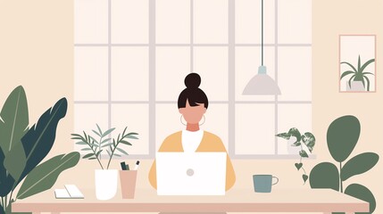 A person working from home with a laptop on a stylish desk