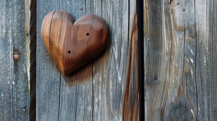 Wooden heart against wooden backdrop