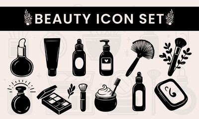 Beauty Icon Set Cosmetic Vector Logo Embrace the Allure of Cosmetics, Skincare, and Self-Care with the Enchanting Beauty Icon Set Vector Logo