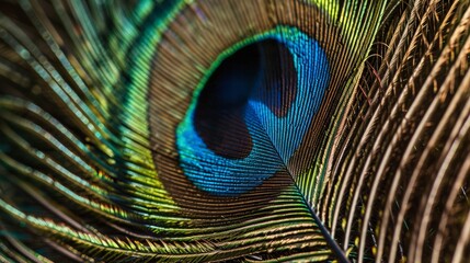 Obraz premium Close-up of a Vibrant Peacock Feather