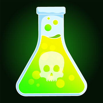 poison toxic liquid laboratory flusk bottle vector illustration design template