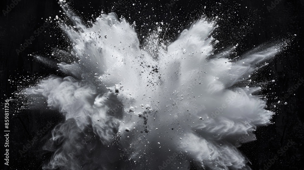 Canvas Prints Frozen white powder explosion on black backdrop